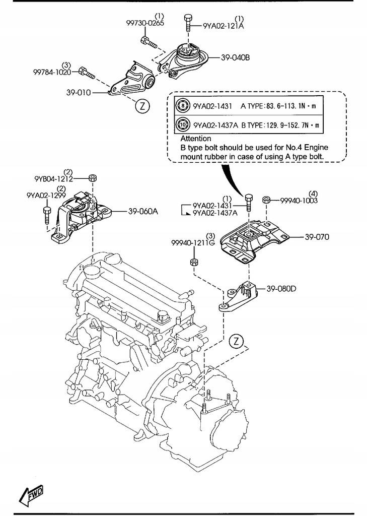 фото №10, Болт монтажна - mazda 3 bk mazda 5 cr