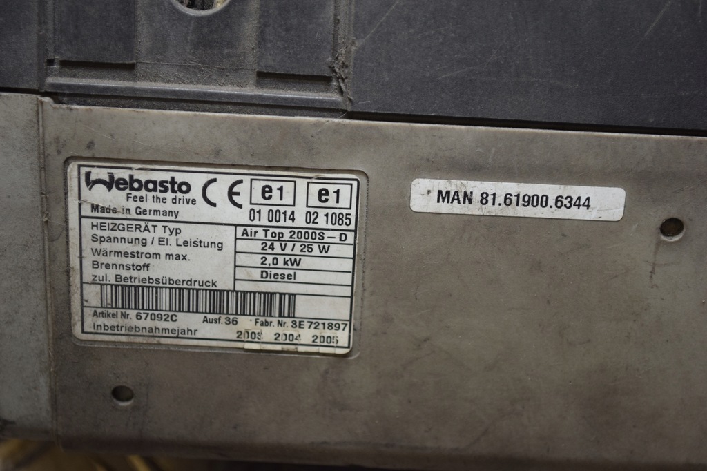 фото №2, Webasto airtop 2000s-d man tga na частини