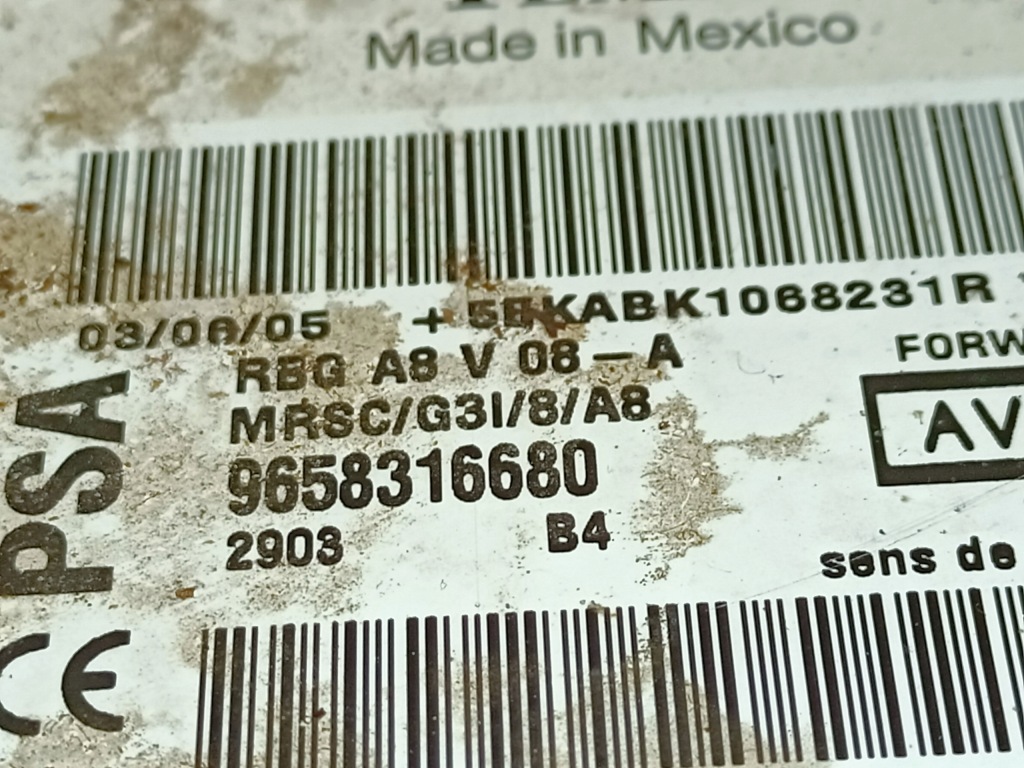 фото №4, Модуль подушка безпеки citroen c3 i 9658316680