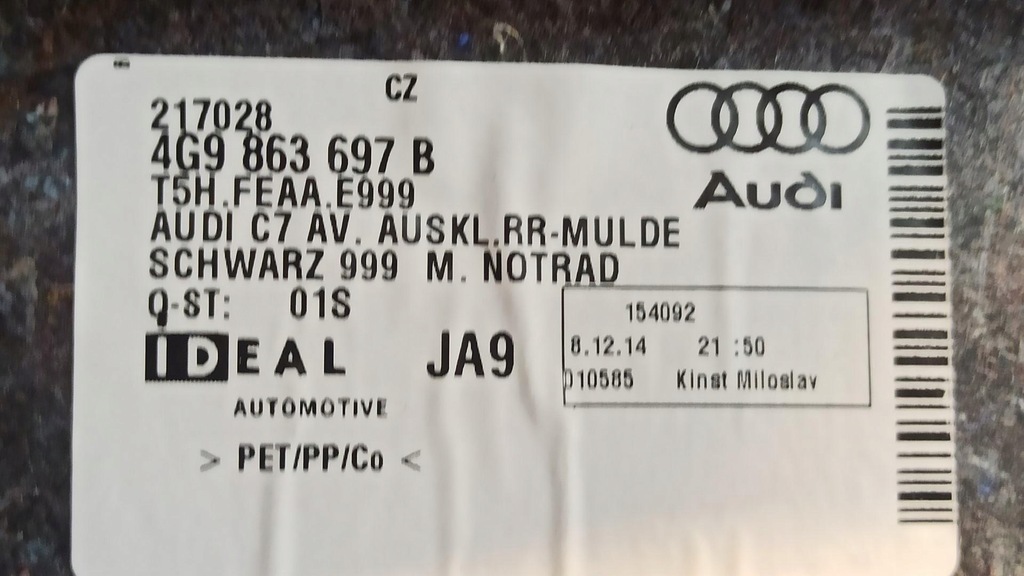 фото №5, Audi a6 c7 шумоизоляция багажника 4g9863697b