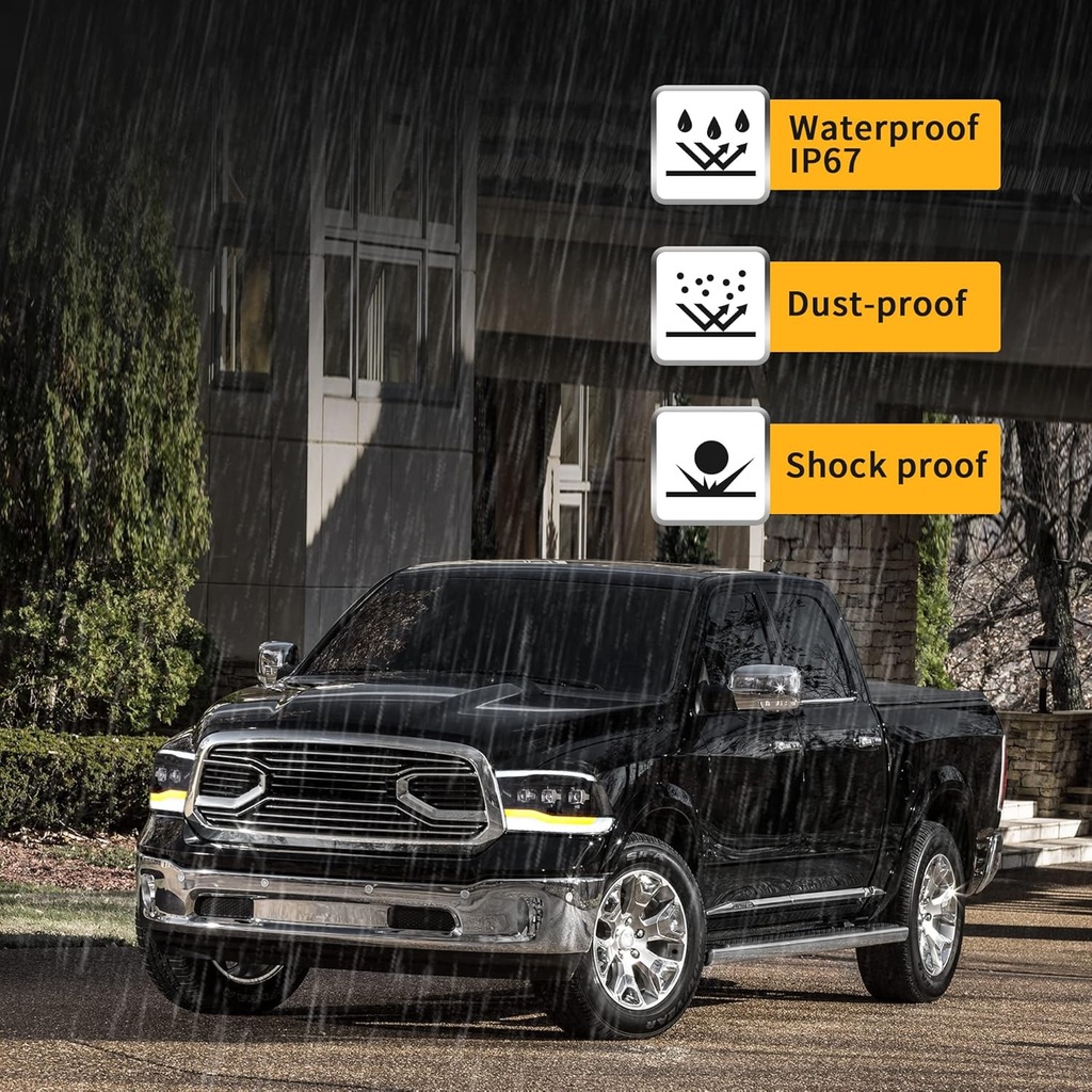 фото №13, Лампа лампи led vland ліва +права euro black 3 лінзи dodge ram 2009-2018