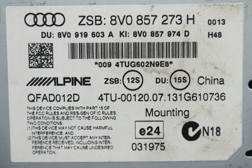 фото №5, Audi a3 8v экран дисплей 8v0857273h