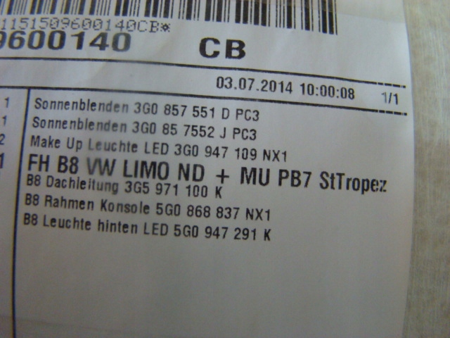 фото №6, Стеля vw passat b8 sedan 3g5867501a