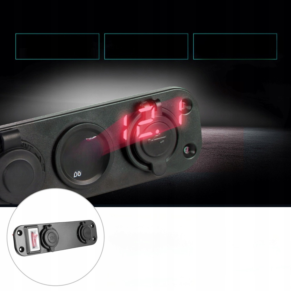 фото №10, Панель зарядний пристрій автомобільний подвійний роз'єм usb цифровий дисплей