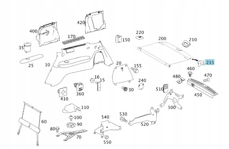 Купити Повзунок шторка багажника mercedes ml gl w164 лівий бежевий