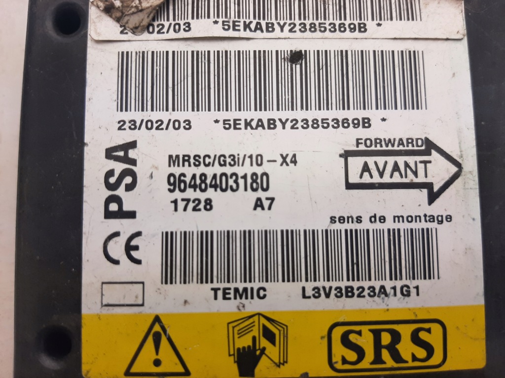 фото №3, Модуль датчик подушка безпеки citroen c5 9648403180