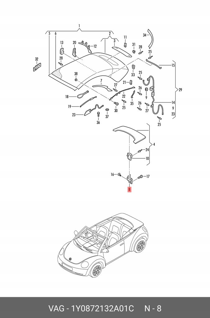 фото №9, Vw new beetle cabrio lift датчик крыша кронштейн micro switch левый правый