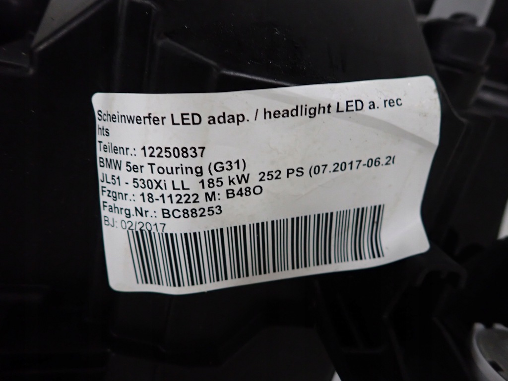 фото №6, Bmw 5 g30 g31 17-20 led лампа правая перед передняя