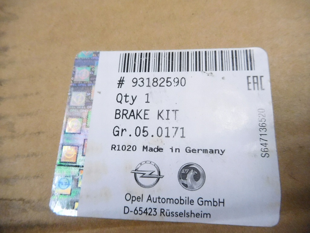 фото №10, Тормозные диски тормозные перед + тормозные колодки тормозные opel corsa c combo c оригинальный номер 93182590