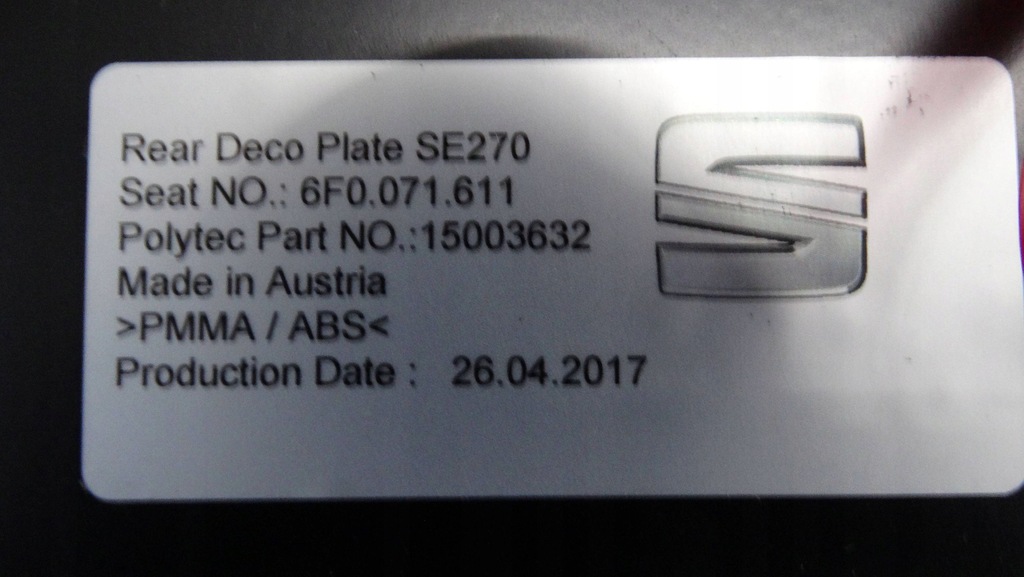 фото №9, Накладка бампера задняя 6f0071611 seat ibiza v fr комплектная nowa