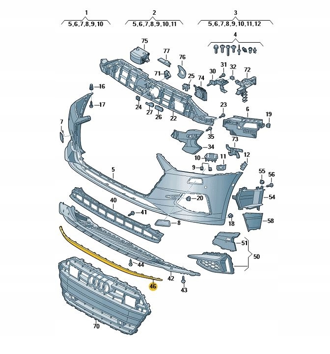 фото №1, Спойлер нижний бампера передний audi a7 c8 aso