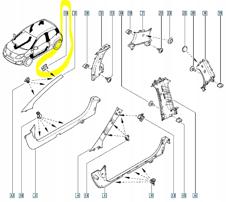фото №10, Клипса накладки стойка renault twingo ii 8200520531