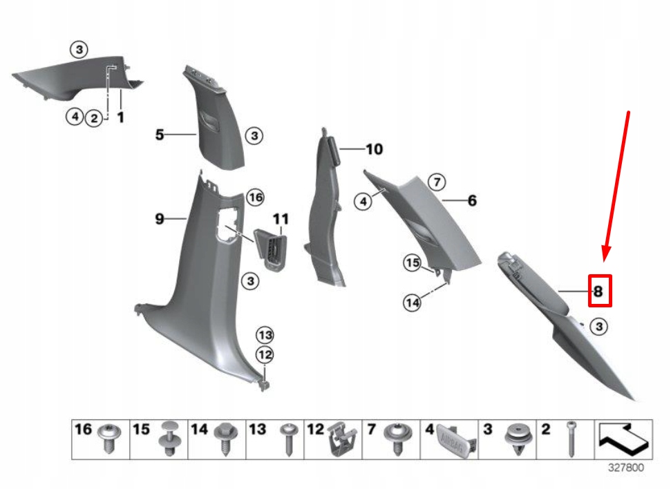 фото №6, Bmw x5 f15 f85 защита правого верхнего стойка d 7328214 51437328214