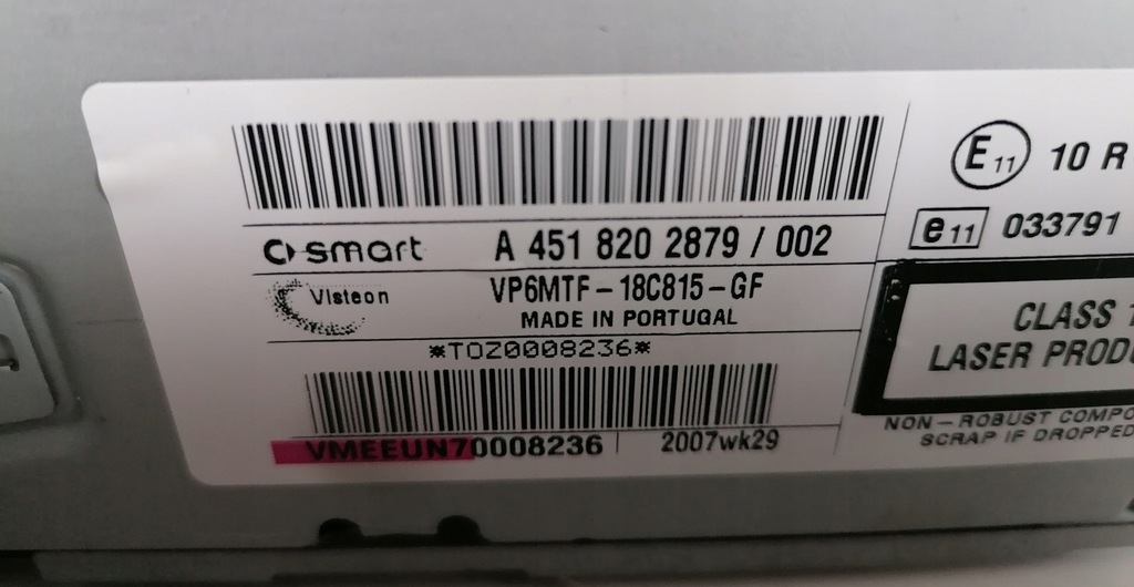 фото №3, Smart fortwo 451 радіо заводський a4518202879