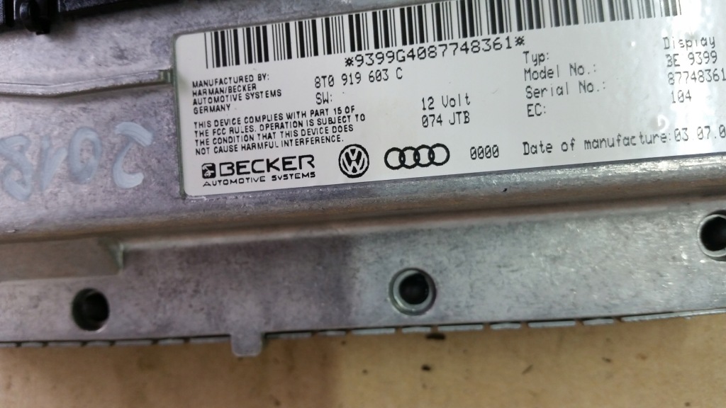 фото №4, Audi a4 b8 a5 дисплей 8t0919603f
