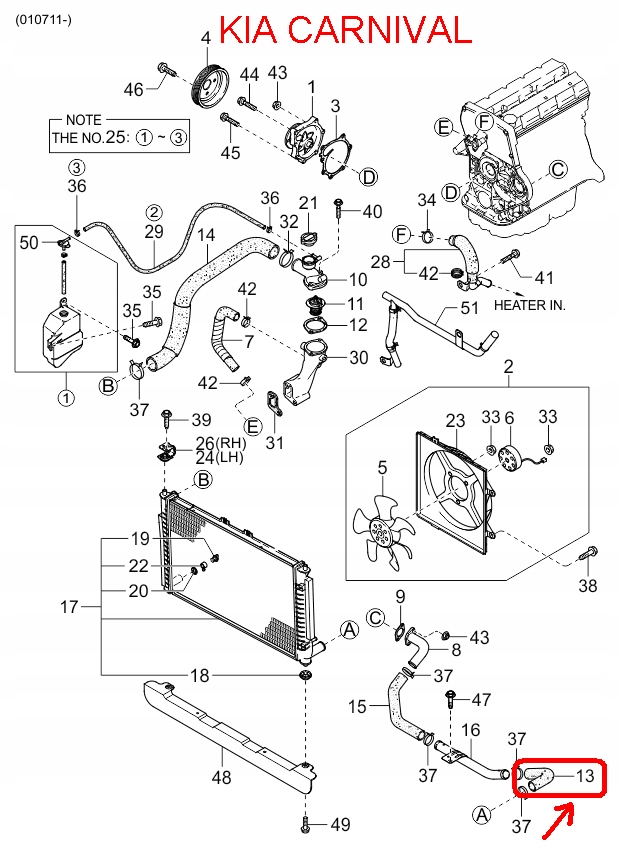 фото №5, Шланг радіатора нижній kia carnival 2.9 1999-2005