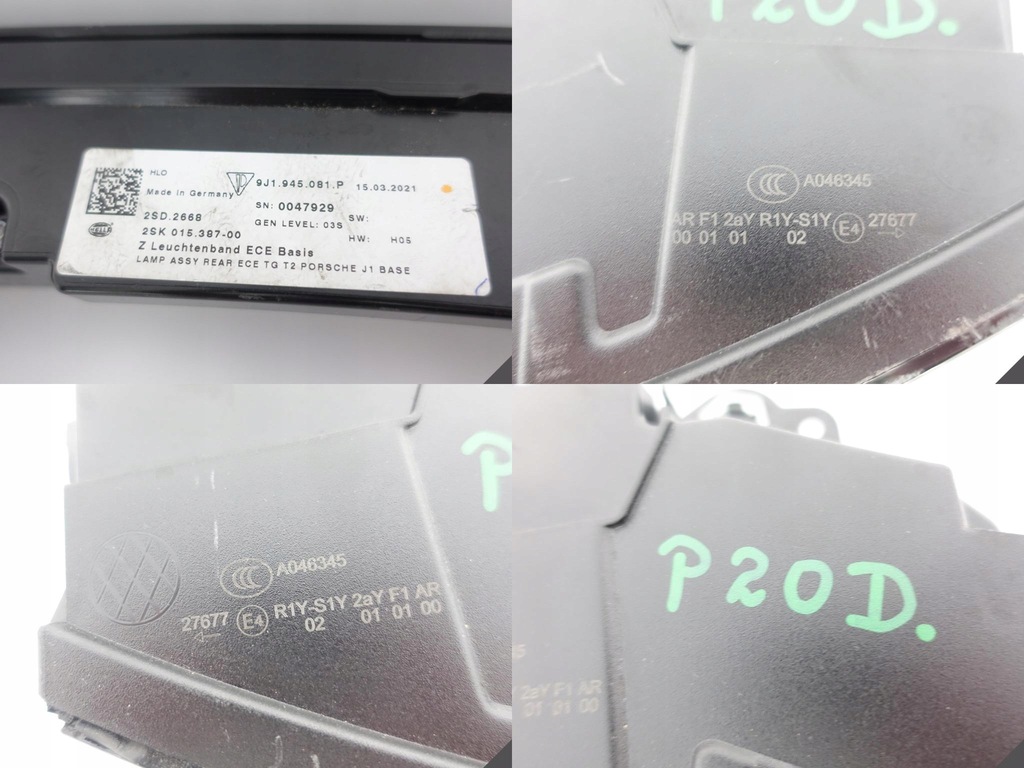 фото №12, Porsche taycan 9j1 лампа накладка led задня europa