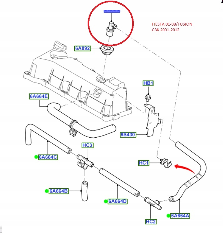 фото №12, Клапан вентиляції коробки колінчастого вала ford fusion