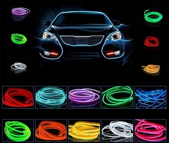 фото №14, 5m волоконно-оптический кабель el wire led лента ремень освещение кабины цвета аккумулятор aa