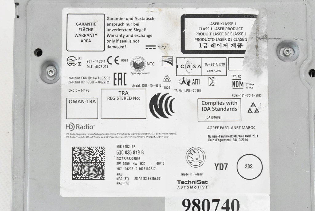 фото №6, Считыватель навигации sd 5q0035819b skoda fabia 3 iii 14-18