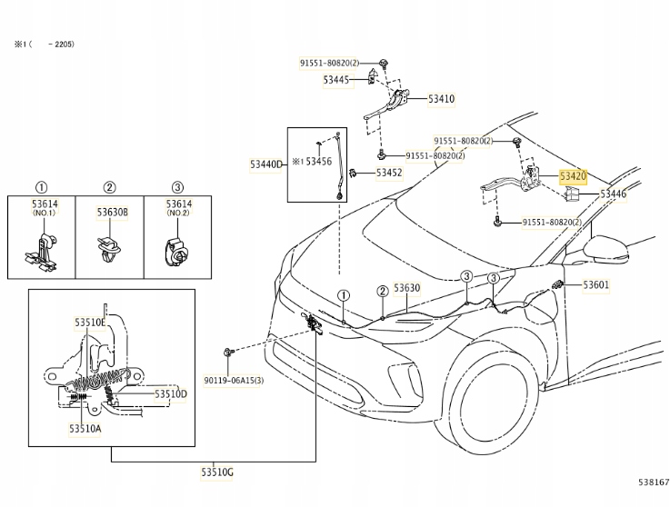 фото №1, Оригінальний номер toyota петля капот лівий toyota bz 5342042170