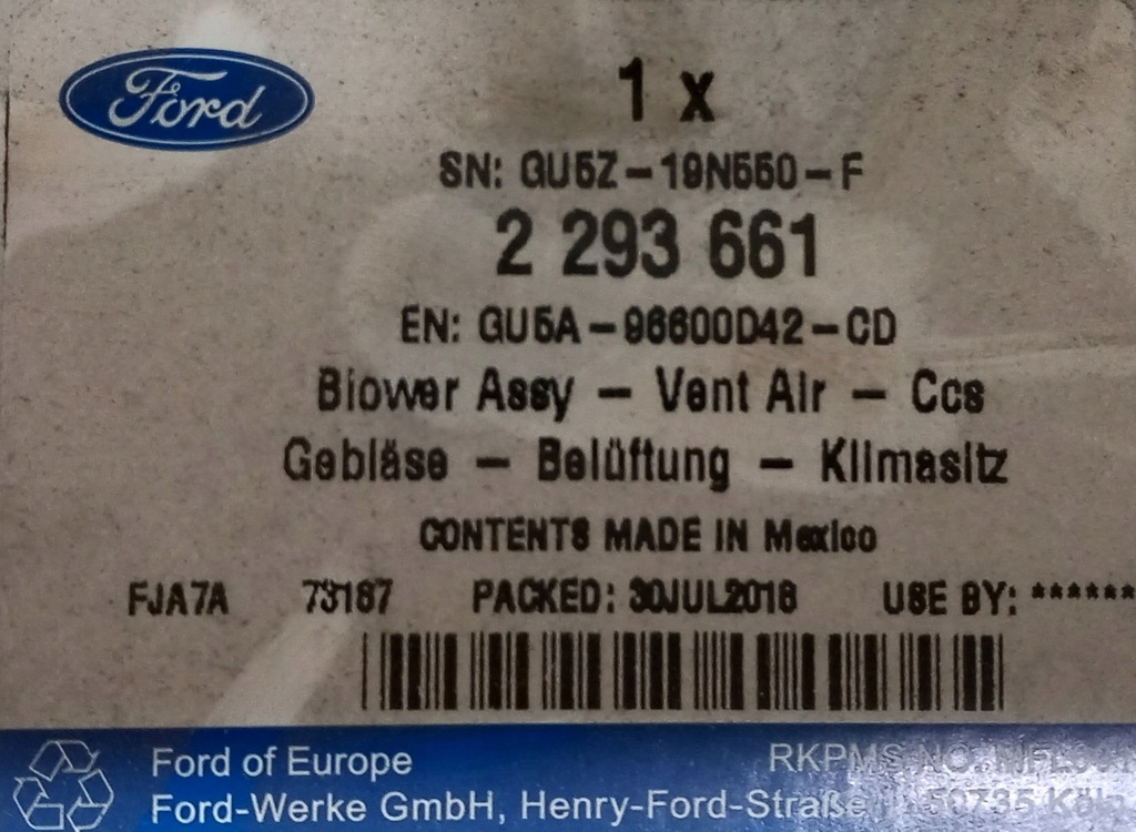 фото №12, Модуль вентилятора спинка сидіння ford edge mk2 2016-