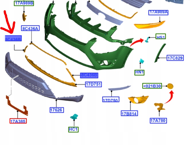 Рамка решітка бампера правий перед kuga 2008-12 _ 1760801 _ 8v41-8c436-da Недорого