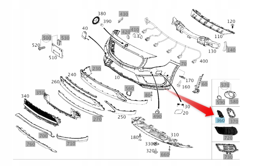 фото №1, Решётка бампера передний mercedes gla правая