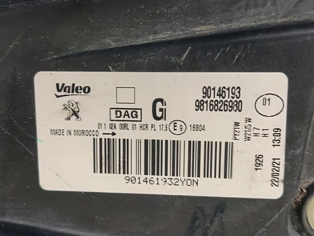 фото №9, Peugeot partner iii rifter 18- фара левый перед 9816826980 orygi europa