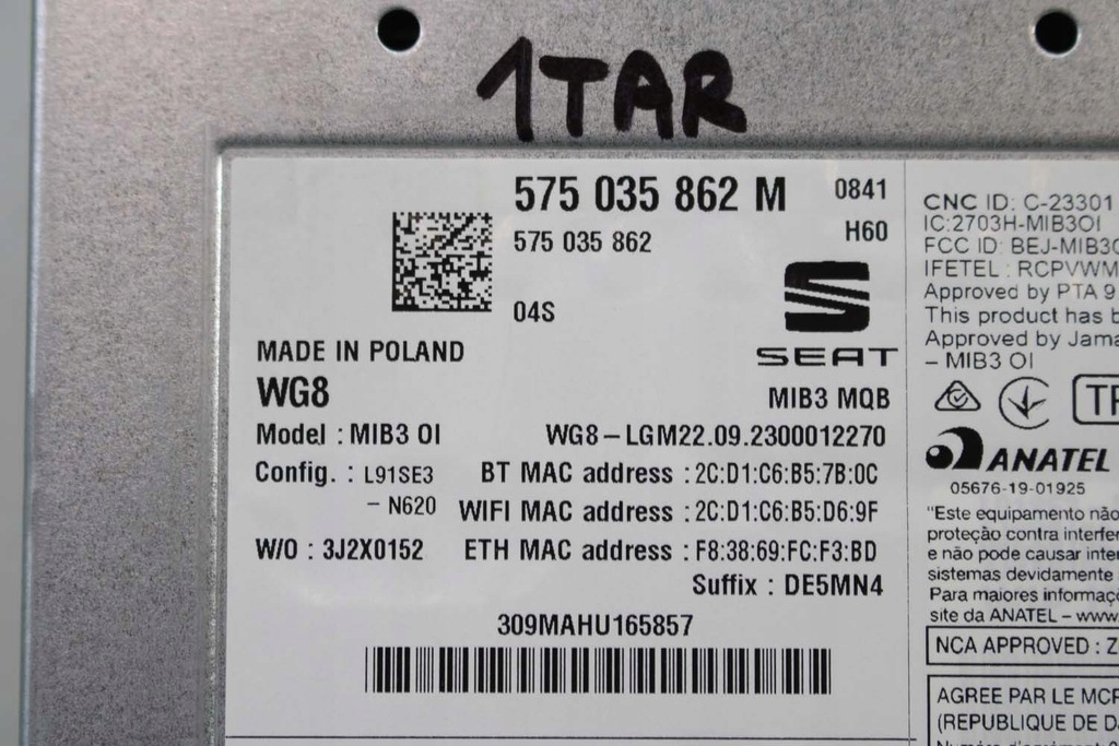 фото №13, Seat tarraco считыватель 575035862m монитор 5fj919606a 5fj 919 606 a + с wyświe