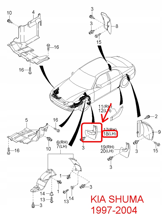фото №5, Брызговик перед левый kia shuma 1997-2004 zk2a051861