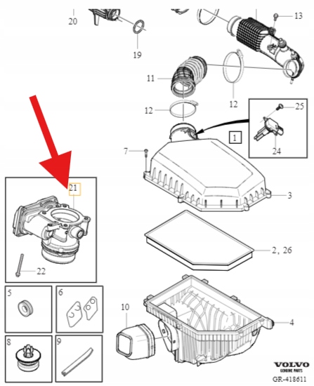 фото №13, Дроссельная заслонка volvo 31293736