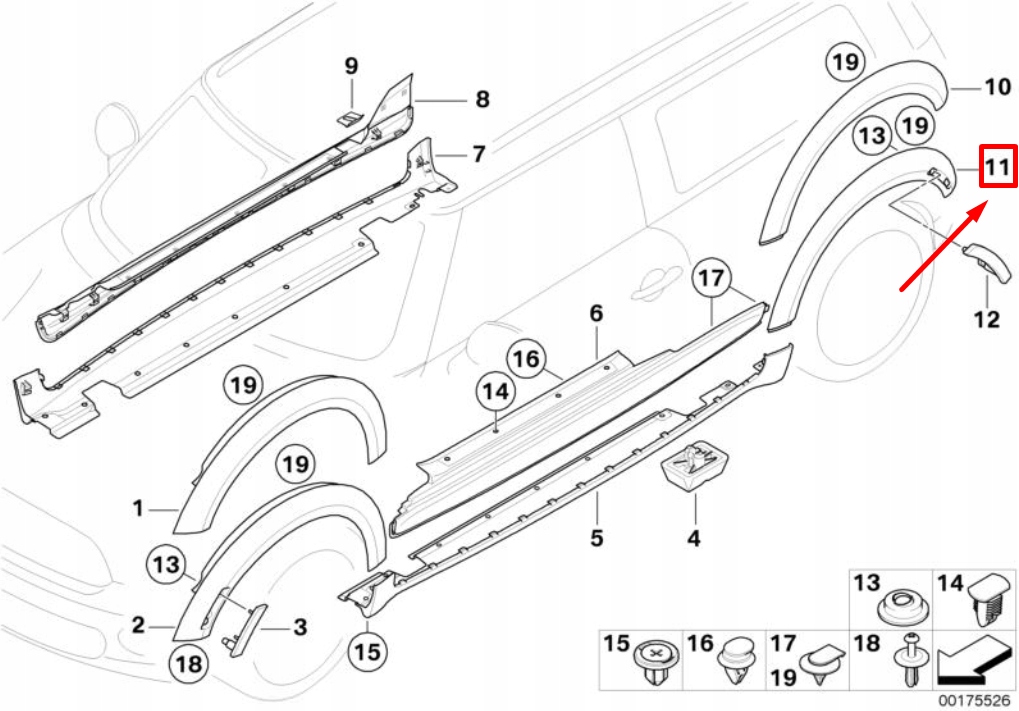 Купити Mini clubman r55 usa захист підкрилок заднього правого 51772753940оригінальна