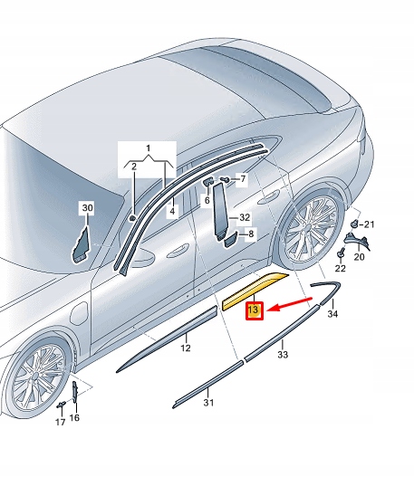 фото №1, Audi e-tron gt rear left lower door молдинг 4j3853969y9b