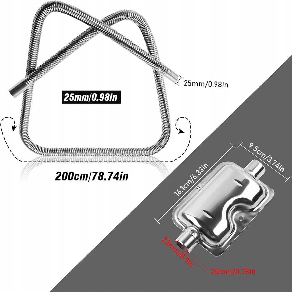 фото №15, Wąż випускний труба вихлопна вихлопних газів обігріву стояночного 2m з глушником