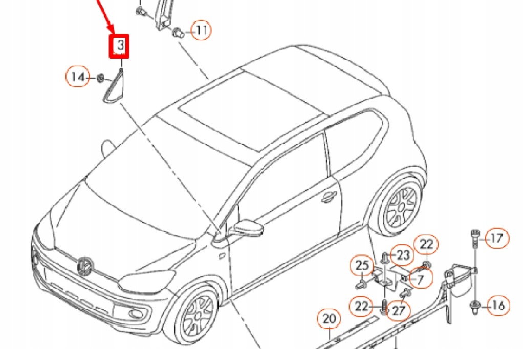 фото №8, Vw up передній правий крила дзеркало молдинг захисна новий оригінальний 1s085