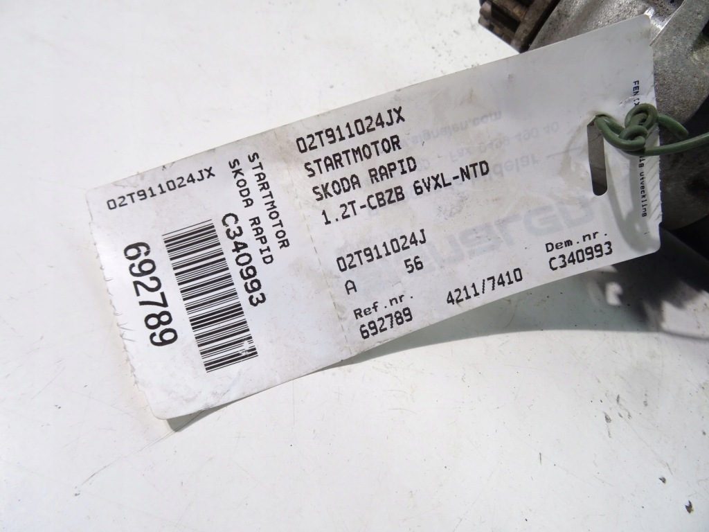 фото №3, Skoda rapid 1.2 стартер 02t911024j .