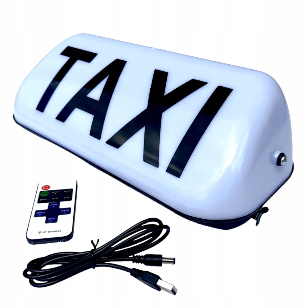 фото №16, Лампа косая led taxi белый с napisem управление пульт