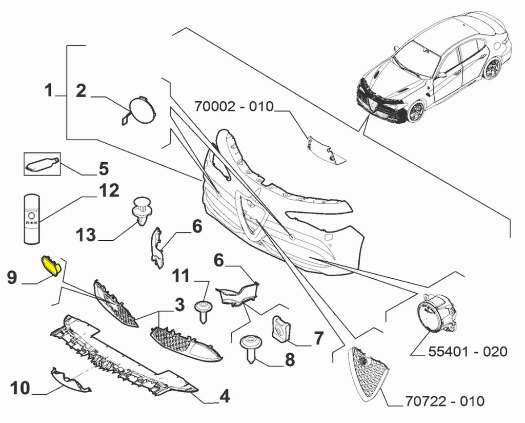 фото №4, Заглушка радара перед alfa romeo giulia veloce оригинальный номер 156121417