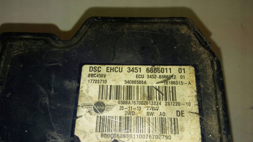 Блок управления насоса abs mini cooper r55 r56 r57 3451 6866011 01 Цена