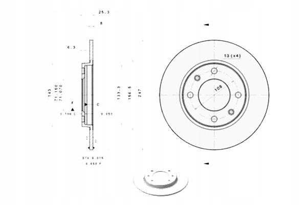 фото №1, Диск тормозной. peugeot 306 93-03 задняя
