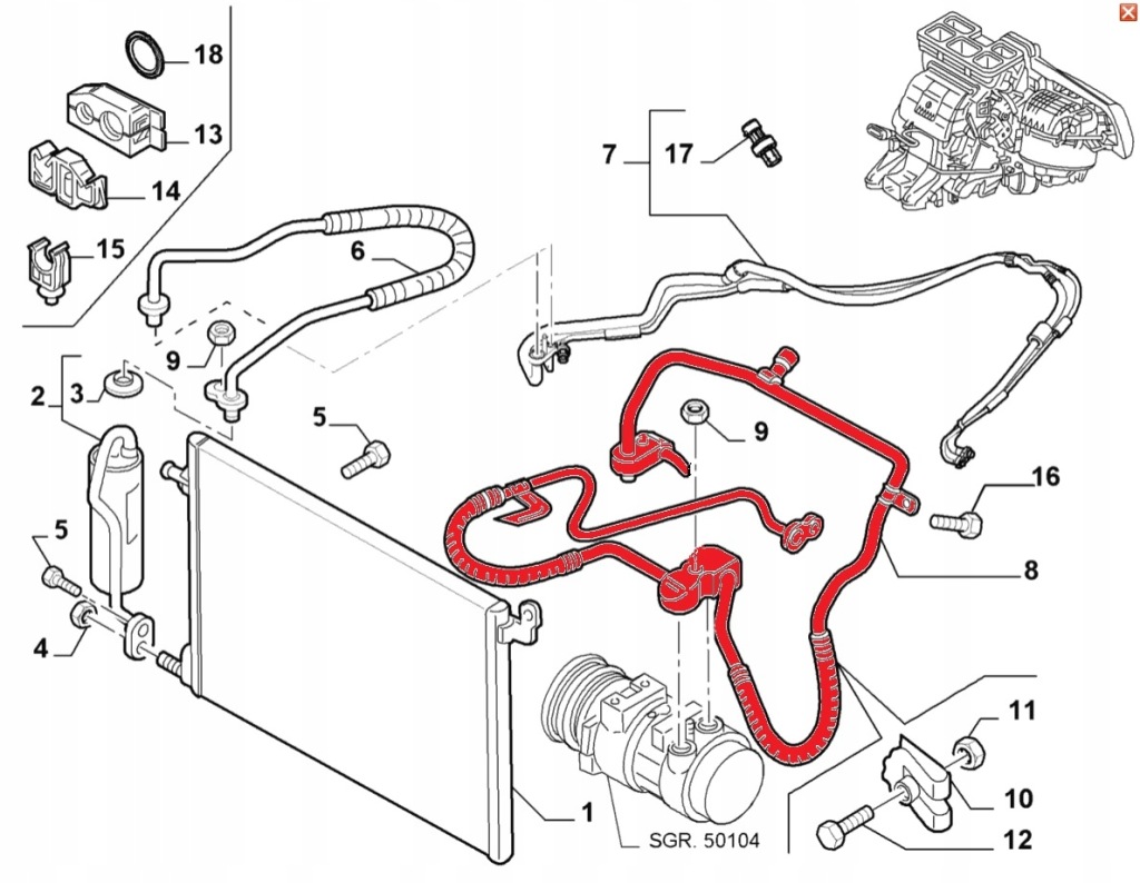 фото №4, Fiat croma 1,9 jtd шланг трубка кондиционера 687