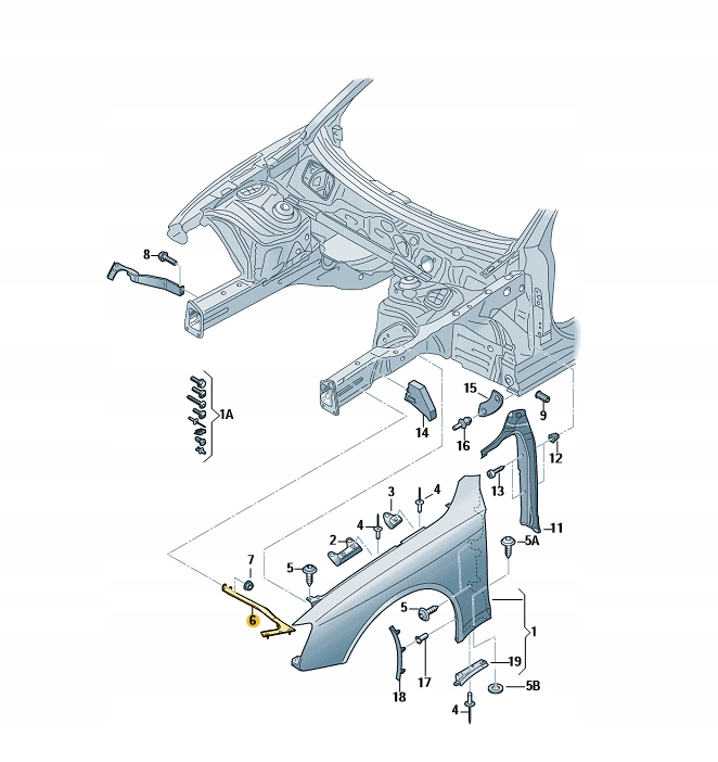 фото №16, Кронштейн кронштейн кронштейн крыла передний audi a5 2008-17 левый