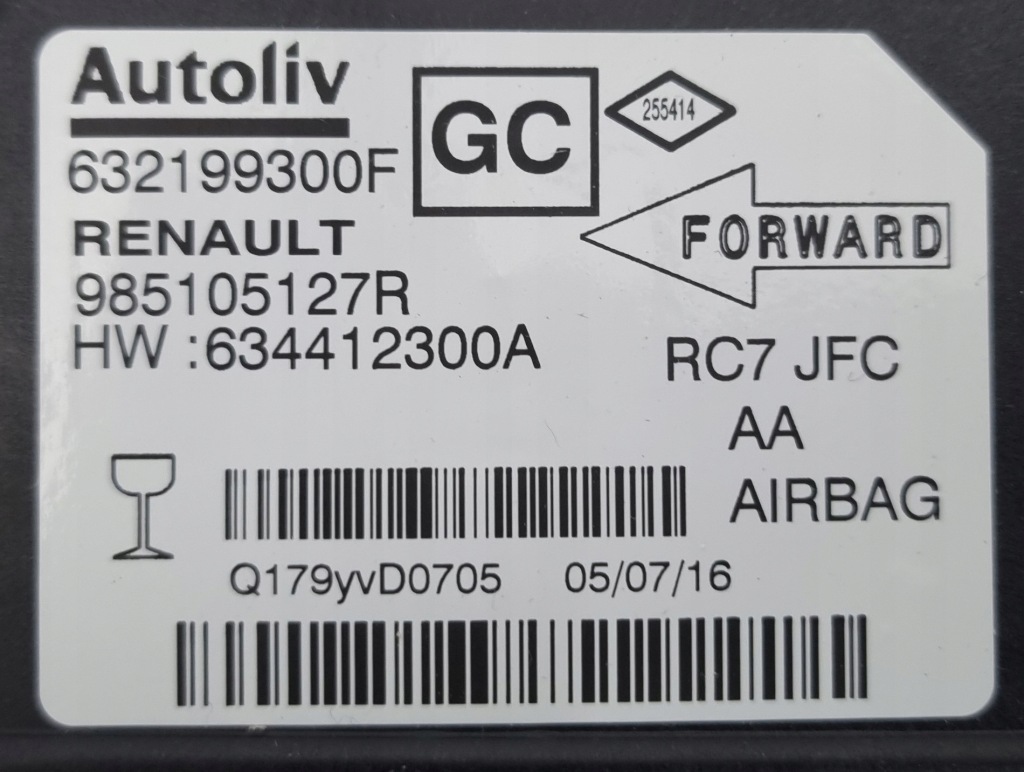 фото №8, Модуль подушка безопасности датчик renault espace v 985105127r