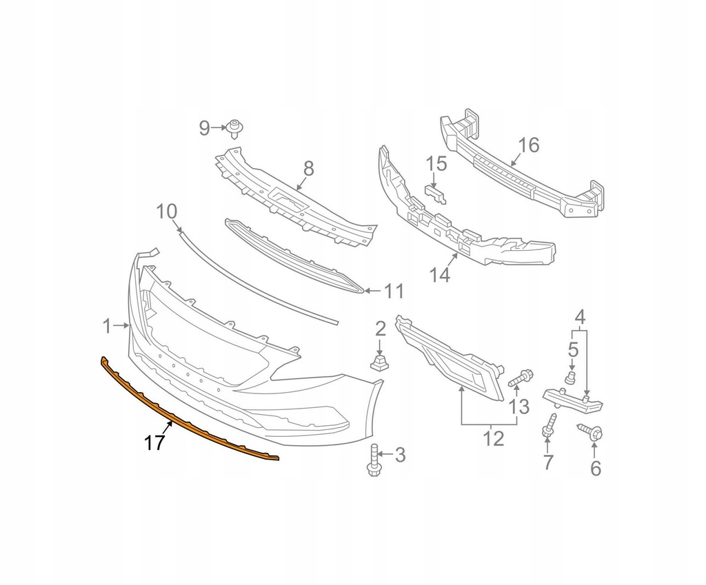 фото №9, Спойлер бампера do hyundai sonata 2015-2018 86590c2000 чёрный матовый