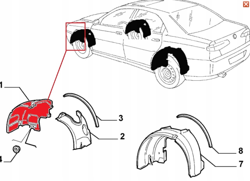 фото №3, Alfa romeo 166 подкрылок перед левая prz оригинал 597