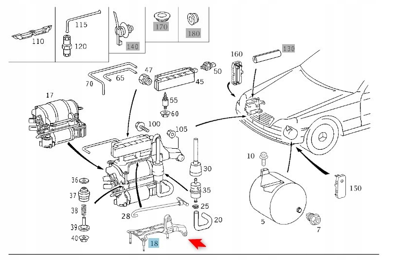 фото №1, Основа компресор кронштейн mercedes w220 a2203200043