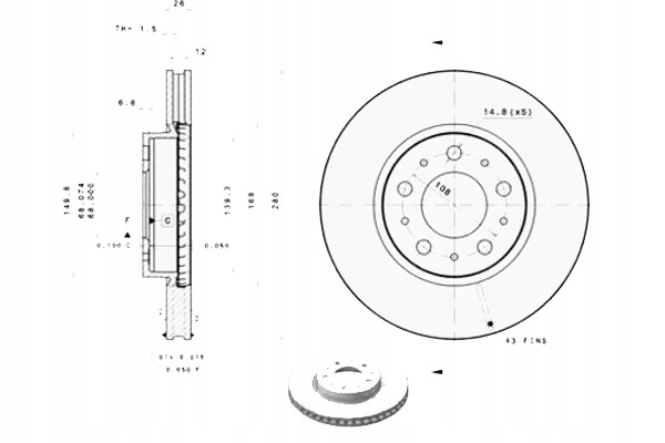 фото №1, Brembo тормозные диски тормозные 2szt. volvo 850 960 ii c70