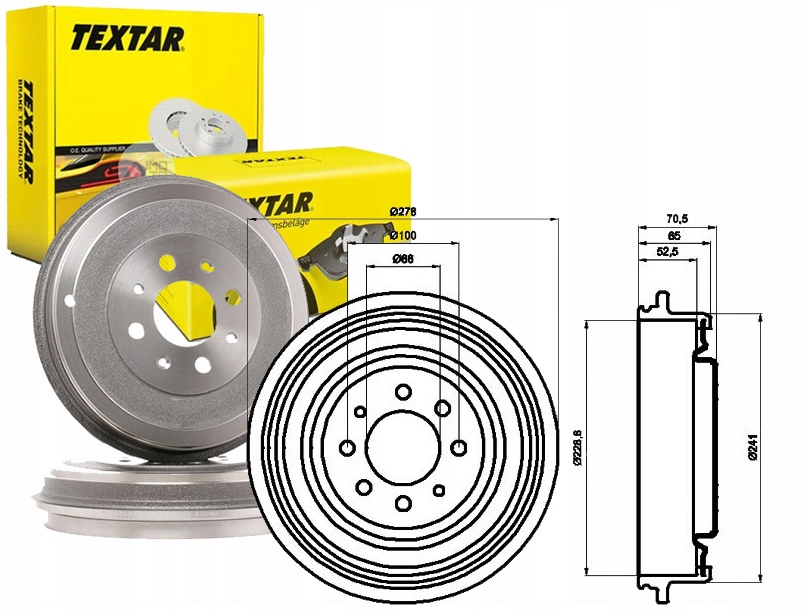фото №1, Тормозные барабаны тормозные renault задняя kangoo textar