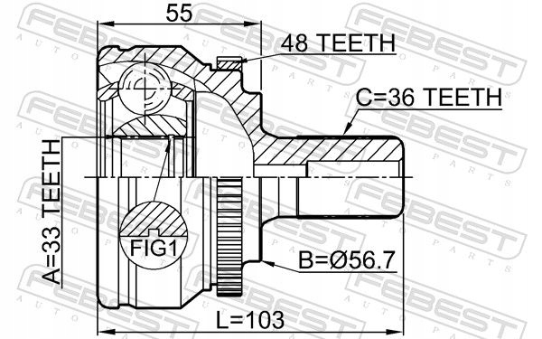 Шрус  полуось перед 2710-s60a48 febest volvo c30 Доставка